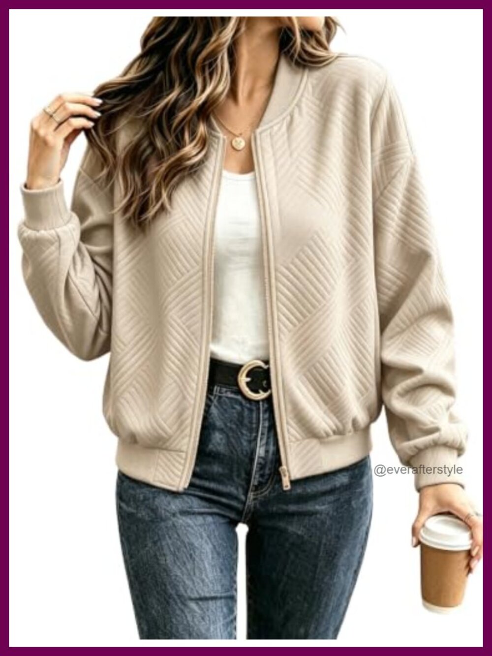Women's Lightweight Zip Up Bomber Jacket with Pockets - Casual Fall Outerwear